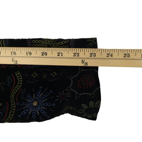 Chicos Black Velvet Embroidered Jacket Blazer 1 US M Boho Artsy Career Studded - Picture 5 of 16